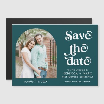 Modern Arch Photo Emerald Wedding Save The Date by stylelily at Zazzle