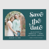 Modern Arch Photo Emerald Wedding Save the Date (Front)