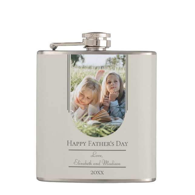 Modern Arch Photo Father's Day | Beige Flask (Front)