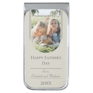 Modern Arch Photo Father's Day   Beige Silver Finish Money Clip