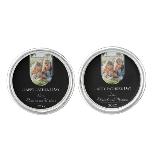 Modern Arch Photo Father's Day | Black Cufflinks (Front)
