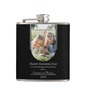 Modern Arch Photo Father's Day Black Flask