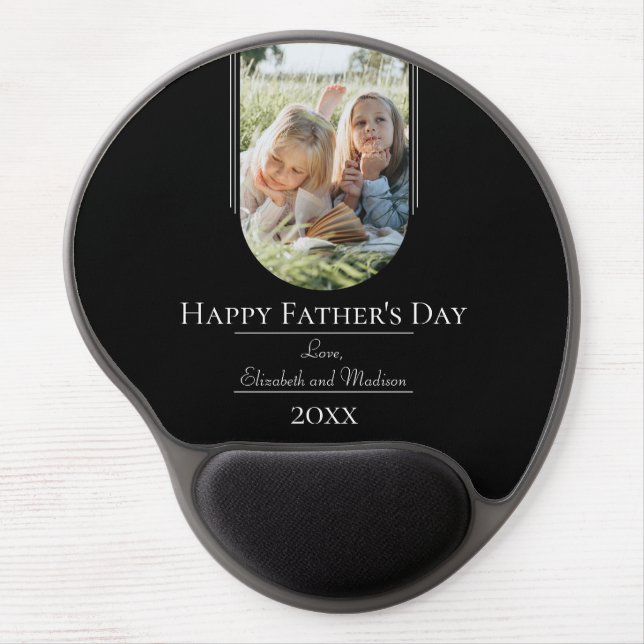 Modern Arch Photo Father's Day | Black Gel Mouse Pad (Front)