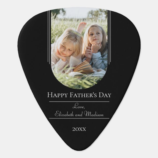 Modern Arch Photo Father's Day | Black Guitar Pick (Front)