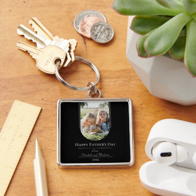 Modern Arch Photo Father's Day | Black Keychain (Desk)