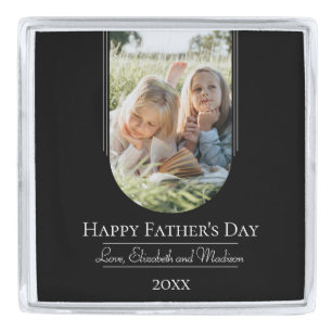 Modern Arch Photo Father's Day Black Silver Finish Lapel Pin