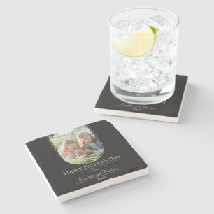 Modern Arch Photo Father's Day Black Stone Coaster