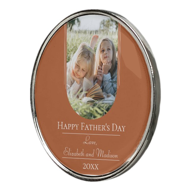 Modern Arch Photo Father's Day | Burnt Orange Golf Ball Marker (3/4)