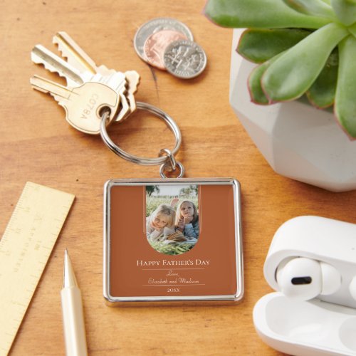 Modern Arch Photo Fathers Day  Burnt Orange Keychain