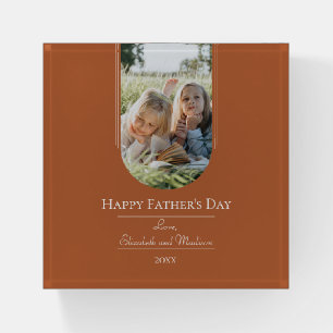 Modern Arch Photo Father's Day Burnt Orange Paperweight