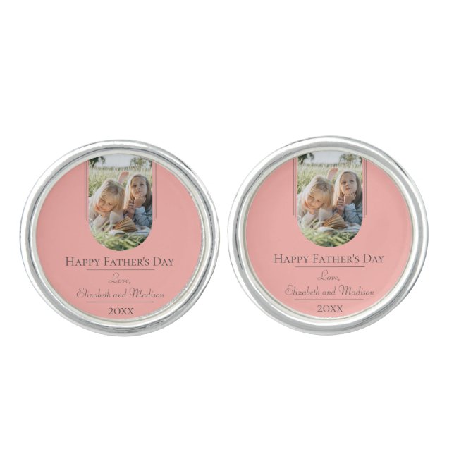 Modern Arch Photo Father's Day | Coral Cufflinks (Front)