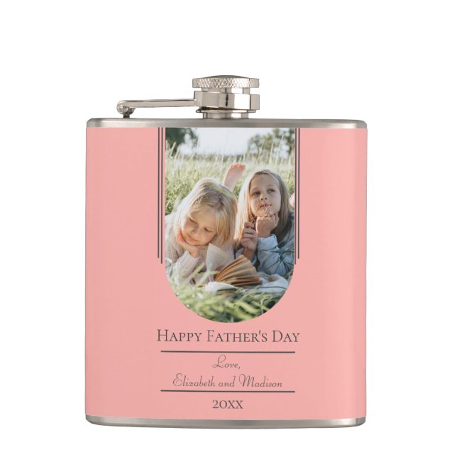 Modern Arch Photo Father's Day | Coral Flask (Front)