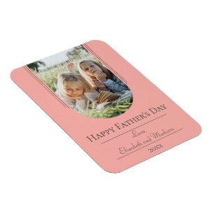 Modern Arch Photo Father's Day Coral Magnet