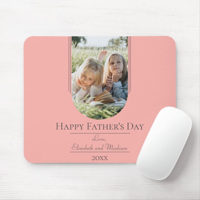 Modern Arch Photo Father's Day | Coral Mouse Pad (With Mouse)
