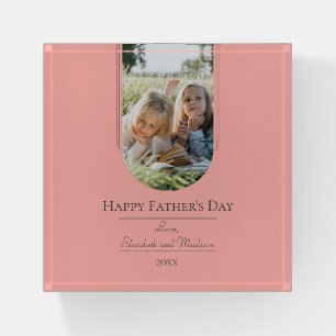 Modern Arch Photo Father's Day   Coral Paperweight