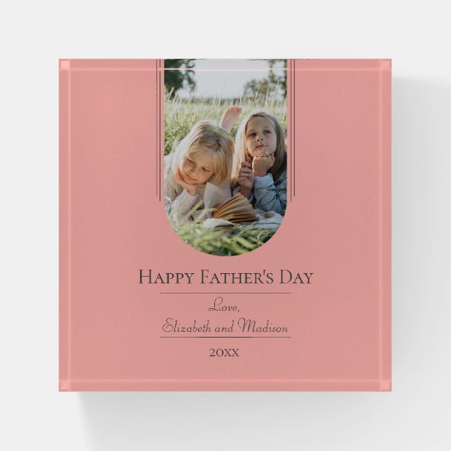 Modern Arch Photo Father's Day | Coral Paperweight (Front)
