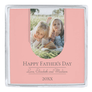 Modern Arch Photo Father's Day Coral Silver Finish Lapel Pin