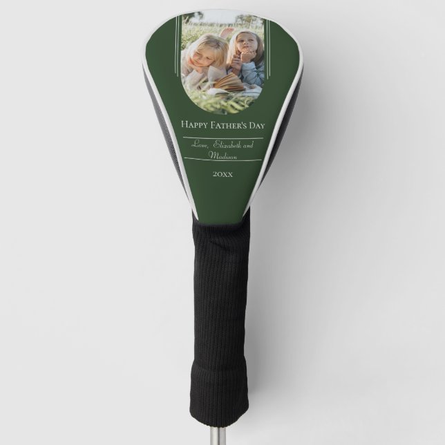 Modern Arch Photo Father's Day | Emerald Green Golf Head Cover (Front)