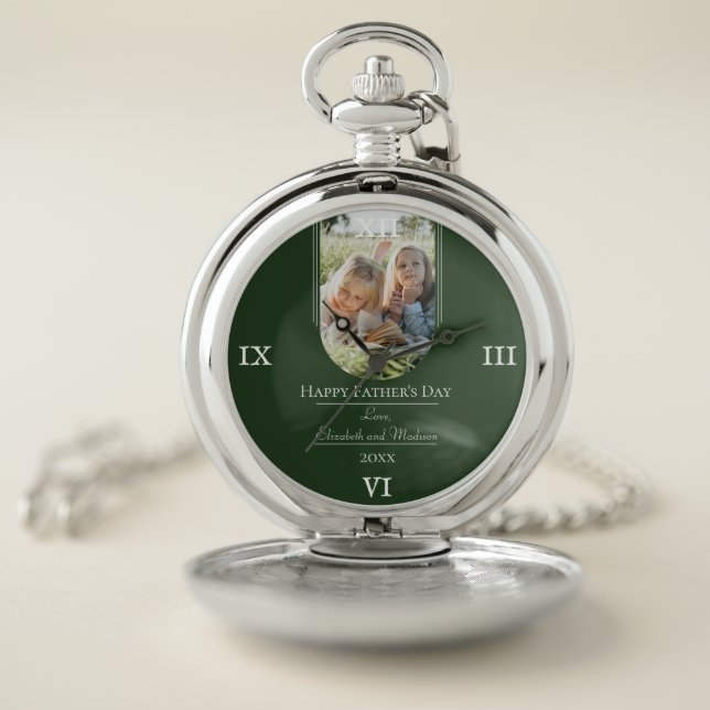 Modern Arch Photo Father's Day | Emerald Green Pocket Watch (Inside)