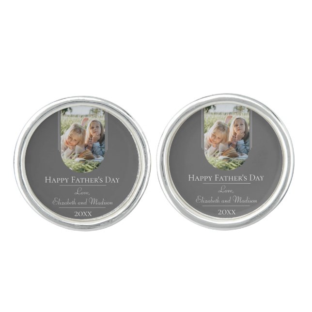 Modern Arch Photo Father's Day | Gray Cufflinks (Front)