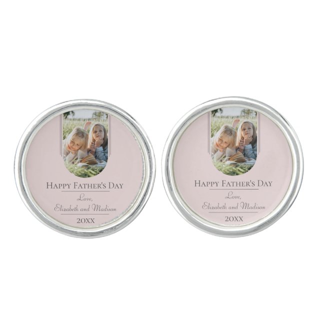 Modern Arch Photo Father's Day | Pink Cufflinks (Front)