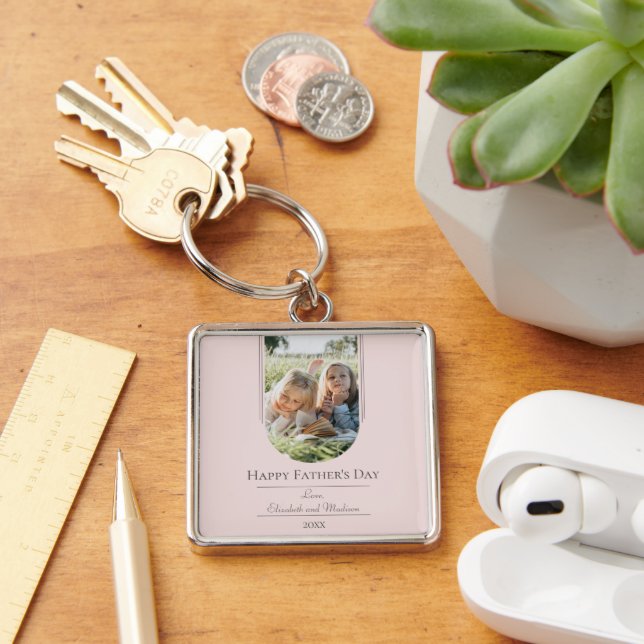Modern Arch Photo Father's Day | Pink Keychain (Desk)