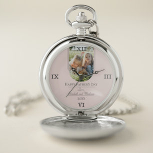 Modern Arch Photo Father's Day Pink Pocket Watch
