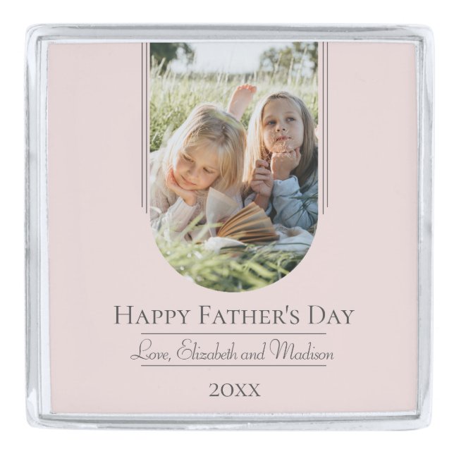 Modern Arch Photo Father's Day | Pink Silver Finish Lapel Pin (Front)