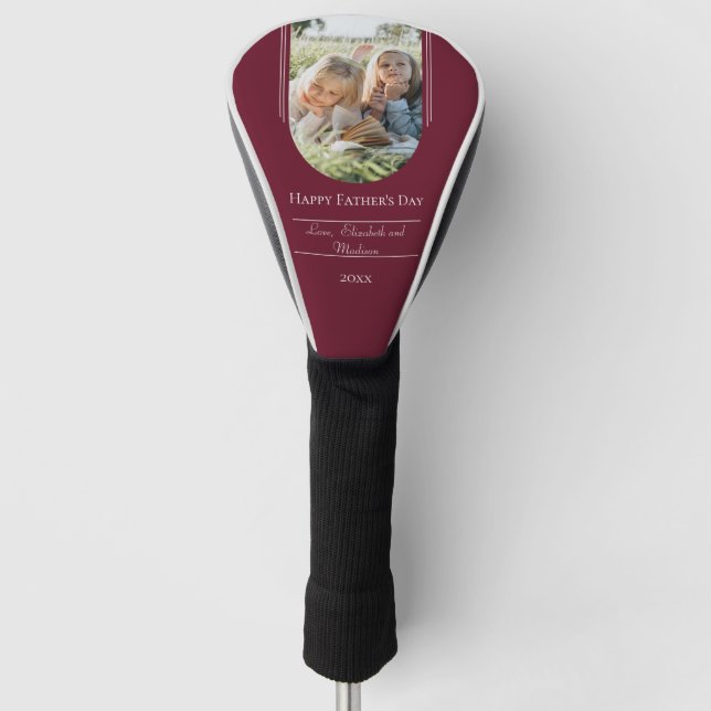 Modern Arch Photo Father's Day | Red Golf Head Cover (Front)