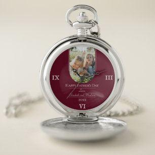 Modern Arch Photo Father's Day Red Pocket Watch