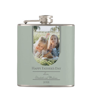 Modern Arch Photo Father's Day Sage Green Flask