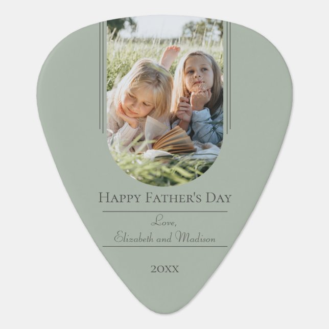 Modern Arch Photo Father's Day | Sage Green Guitar Pick (Front)