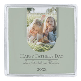 Modern Arch Photo Father's Day   Sage Green Silver Finish Lapel Pin