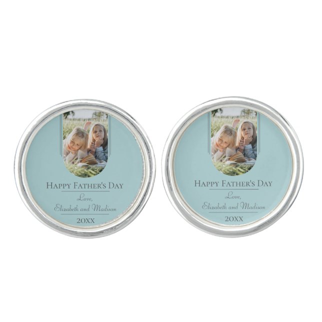 Modern Arch Photo Father's Day | Teal Cufflinks (Front)