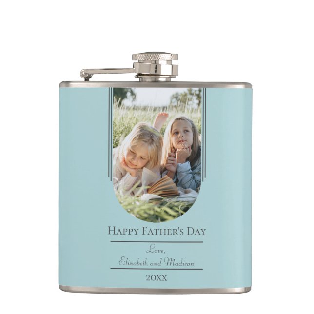 Modern Arch Photo Father's Day | Teal Flask (Front)