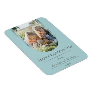 Modern Arch Photo Father's Day   Teal Magnet