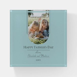 Modern Arch Photo Father's Day   Teal Paperweight