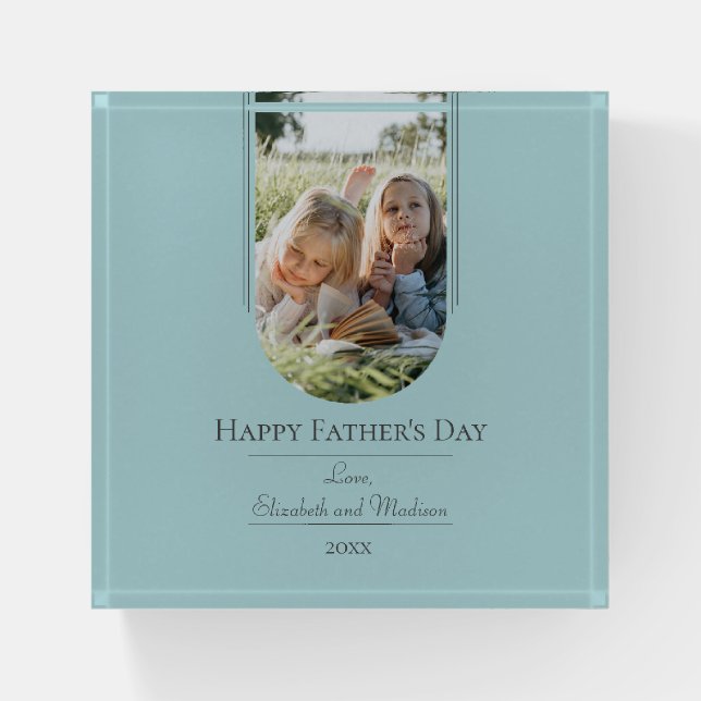Modern Arch Photo Father's Day | Teal Paperweight (Front)