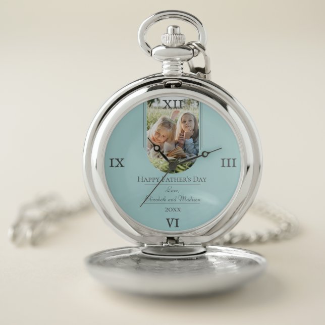 Modern Arch Photo Father's Day | Teal Pocket Watch (Inside)