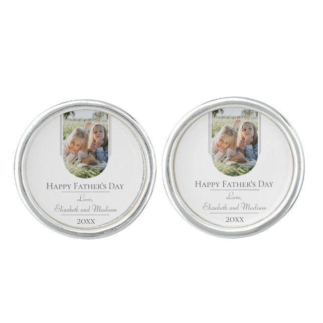 Modern Arch Photo Father's Day | White Cufflinks (Front)