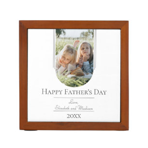 Modern Arch Photo Father's Day White Desk Organizer