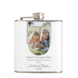 Modern Arch Photo Father's Day White Flask