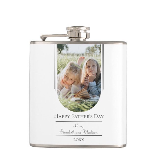 Modern Arch Photo Father's Day | White Flask (Front)
