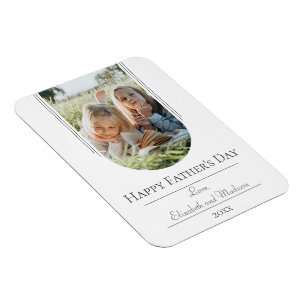 Modern Arch Photo Father's Day White Magnet