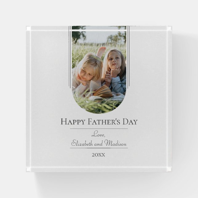 Modern Arch Photo Father's Day | White Paperweight (Front)