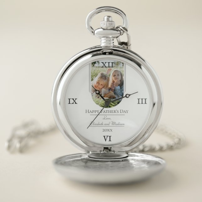 Modern Arch Photo Father's Day | White Pocket Watch (Inside)