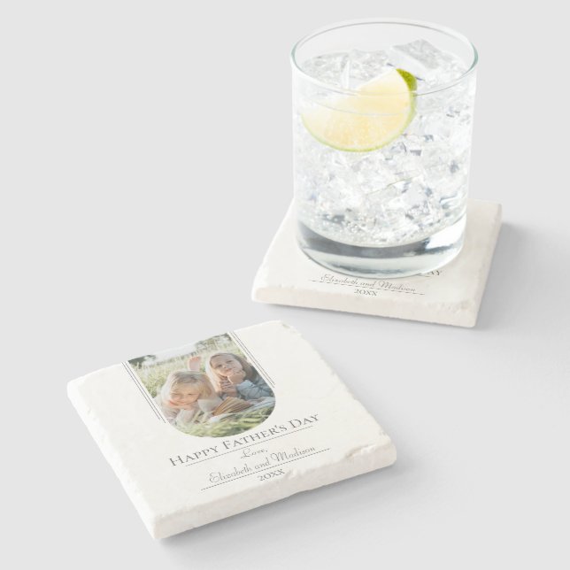 Modern Arch Photo Father's Day | White Stone Coaster (Side)