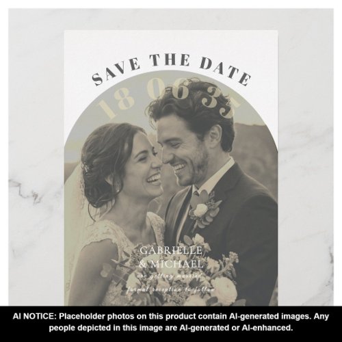 Modern Arch Photo Foil Save the Date Card