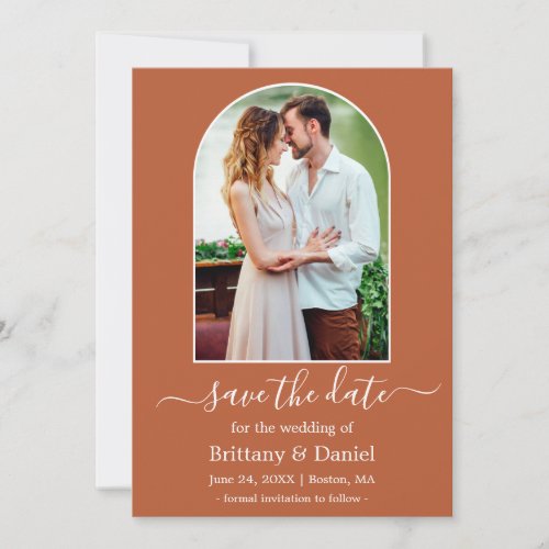 Modern Arch Photo Frame Burnt Orange Save The Date