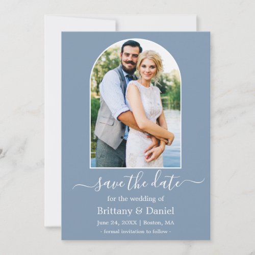 Modern Arch Photo Frame Dusty Blue Save The Date